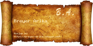 Breyer Arika névjegykártya